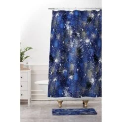 Ninola Design Ink Splatter Night Bath Mat Blue - Deny Designs