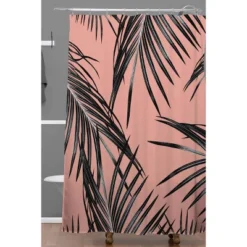 Anita & Bella Art Palm Leaves Dream Shower Curtain Black - Deny Designs