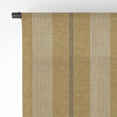 Little Arrow Design Co Ivy Stripes Mustard Single Panel Sheer Window Curtain - Deny Designs - Image 3