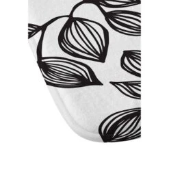 Julia Da Rocha Leaves Memory Foam Bath Mat Black/White - Deny Designs