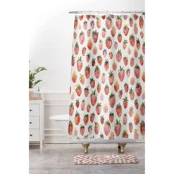 Ninola Design Strawberries Countryside Summer Bath Mat Red - Deny Designs