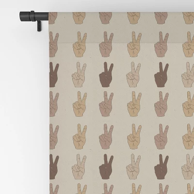 Iveta Abolina Peace Hands Tan 64" X 50" Single Panel Room Darkening Window Curtain - Deny Designs - Image 3