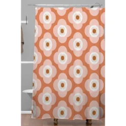 Beshka Kueser Shapes Flowers Shower Curtain Red - Deny Designs