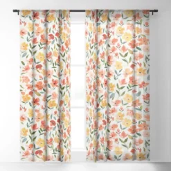 Ninola Design Countryside Fresh Flowers Single Panel Sheer Window Curtain - Deny Designs