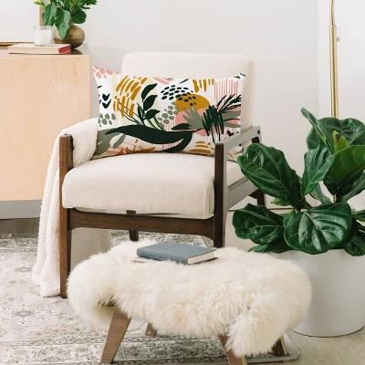 Marta Barragan Camarasa Art Nature Brushstrokes Oblong Lumbar Throw Pillow Green - Deny Designs