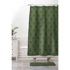 36"x24" Caroline Okun Mossy Green Bulbs Memory Foam Bath Mat Green - Deny Designs