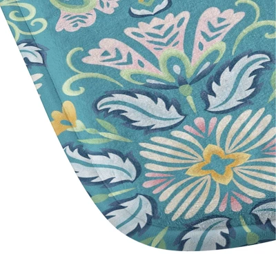 Bohemian Bloom Memory Foam Bath Mat Turquoise - Deny Designs - Image 2