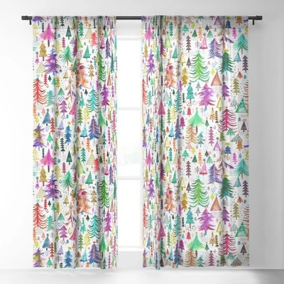 Ninola Design Christmas Trees Simply Modern Single Panel Sheer Window Curtain - Deny Designs