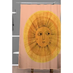 Sewzinski Sun Drawing Shower Curtain Gold/Pink - Deny Designs