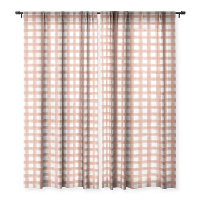 Little Arrow Design Co Watercolor Plaid Terracotta Single Panel Sheer Window Curtain - Deny Designs - Image 2