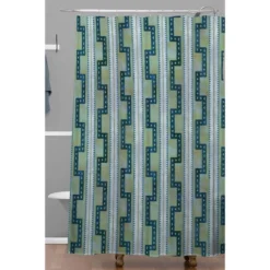 Schatzi Brown Crowley Striped Shower Curtain Green - Deny Designs