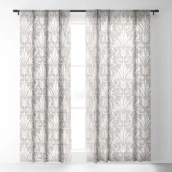Heather Dutton Delancy Taupe Single Panel Sheer Window Curtain - Deny Designs