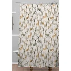 Ninola Design Watercolor Deer Christmas Shower Curtain - Deny Designs