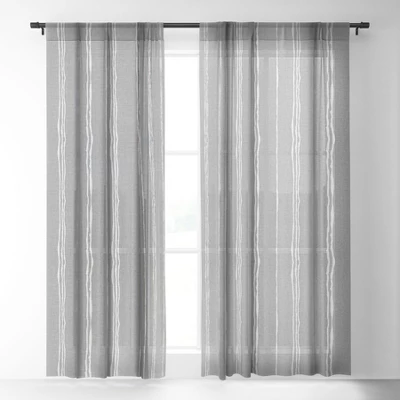 Holli Zollinger Linen Grey Stripe Single Panel Sheer Window Curtain - Deny Designs