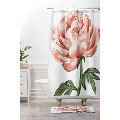 Nadia M Lopez Peony Bloom Memory Foam Bath Mat Pink - Deny Designs