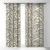 Alisa Galitsyna Bellflower Pattern Cream Olive Single Panel Sheer Window Curtain - Deny Designs