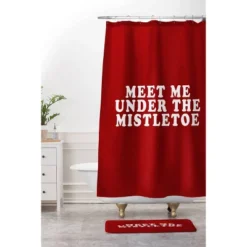 36"x24" Leah Flores Mistletoe Kiss Memory Foam Bath Mat Red - Deny Designs