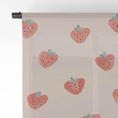 Emanuela Carratoni Strawberries On Pink Single Panel Sheer Window Curtain - Deny Designs - Image 3