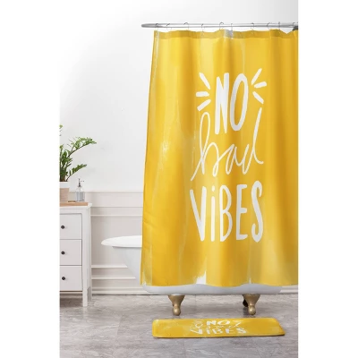 Allyson Johnson No Bad Vibes Memory Foam Bath Mat Typography Yellow - Deny Designs - Image 2