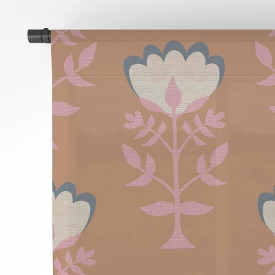 Schatzi Brown Norr Flower Orange Single Panel Sheer Window Curtain - Deny Designs - Image 3