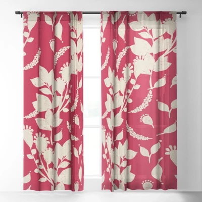 Viviana Gonzalez Floral Magenta Vibes Single Panel Sheer Window Curtain - Deny Designs