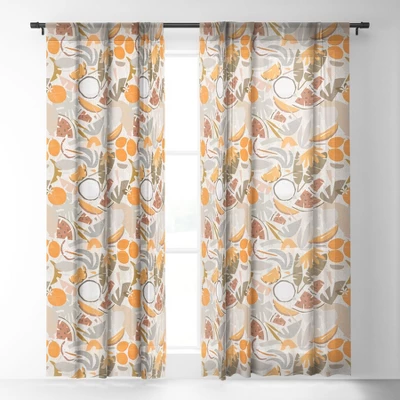 Evamatise Tiki Picnic Mid Century Modern Single Panel Sheer Window Curtain - Deny Designs