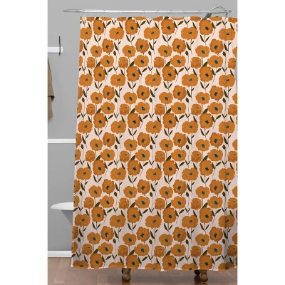 Alison Janssen Boho Poppies Shower Curtain Orange - Deny Designs