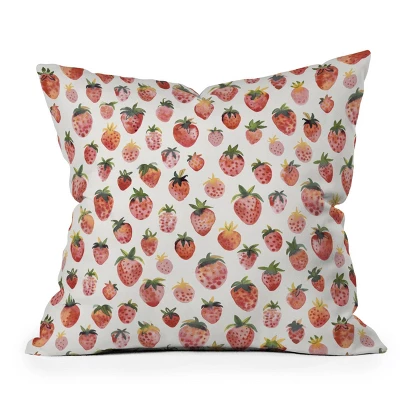 Ninola Design Strawberries Countryside Summer Outdoor Throw Pillow Red - Deny Designs - Image 4