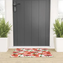 UtArt Summer Botanical Poppies Field Welcome Mat - Society6