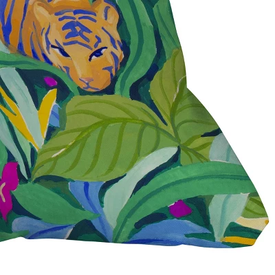 16"x16" SunLee Art Colorful Jungle Square Throw Pillow Green - Deny Designs - Image 2