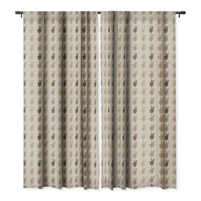 Iveta Abolina Peace Hands Tan 64" X 50" Single Panel Room Darkening Window Curtain - Deny Designs - Image 2