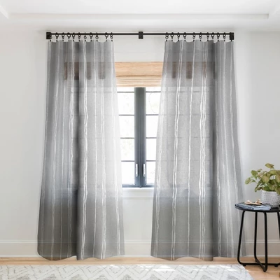 Holli Zollinger Linen Grey Stripe Single Panel Sheer Window Curtain - Deny Designs - Image 6