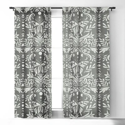 Emanuela Carratoni Ultimate Gray Damask 64" X 50" Single Panel Room Darkening Window Curtain - Deny Designs