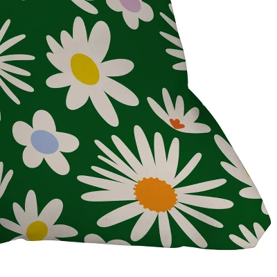 16"x16" Lane And Lucia Rainbow Vintage Daisies Square Throw Pillow Green - Deny Designs - Image 2