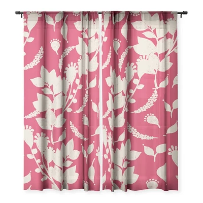 Viviana Gonzalez Floral Magenta Vibes Single Panel Sheer Window Curtain - Deny Designs - Image 2
