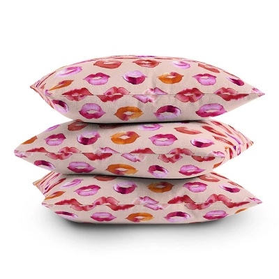 Ninola Design Sweet Pink Lips Square Throw Pillow Pink - Deny Designs - Image 3