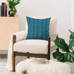 Becky Bailey Mud Cloth Big Arrows Square Throw Pillow Teal - Deny Designs