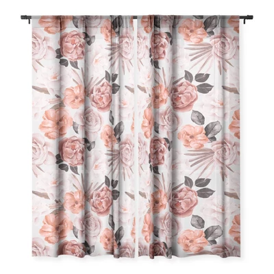 Marta Barragan Camarasa Terracotta Flowered Garden Single Panel Sheer Window Curtain - Deny Designs - Image 2