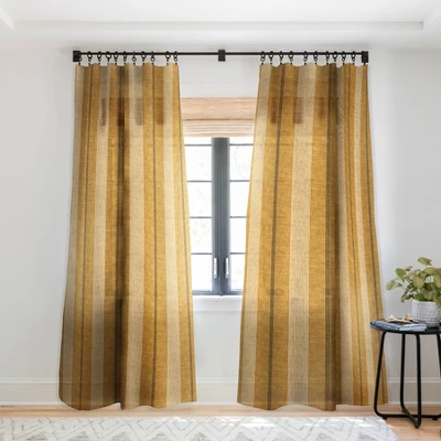 Little Arrow Design Co Ivy Stripes Mustard Single Panel Sheer Window Curtain - Deny Designs - Image 6