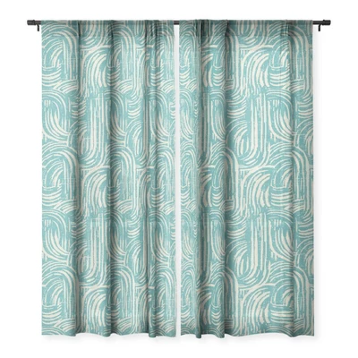 Holli Zollinger Kikka Teal 50" X 64" Single Panel Sheer Window Curtain - Deny Designs - Image 2