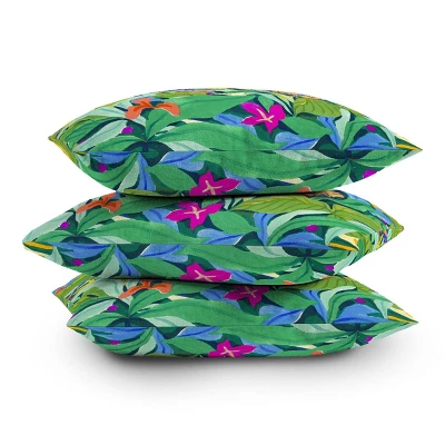 16"x16" SunLee Art Colorful Jungle Square Throw Pillow Green - Deny Designs - Image 3