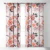 Marta Barragan Camarasa Terracotta Flowered Garden Single Panel Sheer Window Curtain - Deny Designs