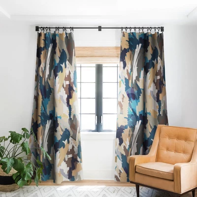 Ninola Design Artistic Texture Blue Gold 84" X 50" Single Panel Blackout Window Curtain - Deny Designs - Image 4