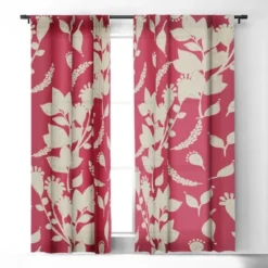 Viviana Gonzalez Floral Magenta Vibes 84" X 50" Single Panel Blackout Window Curtain - Deny Designs