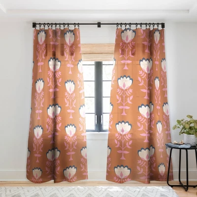 Schatzi Brown Norr Flower Orange Single Panel Sheer Window Curtain - Deny Designs - Image 6