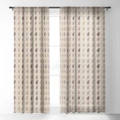 Iveta Abolina Peace Hands Tan 120" X 50" Single Panel Sheer Window Curtain - Deny Designs