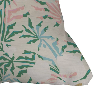 Evamatise Tropical Jungle Landscape Abstraction Outdoor Throw Pillow Beige - Deny Designs