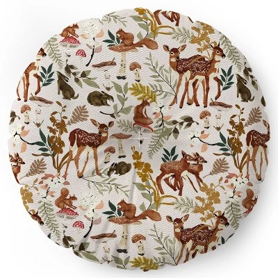Marta Barragan Camarasa Fawns In The Autumn Forest Round Floor Pillow - Deny Desings