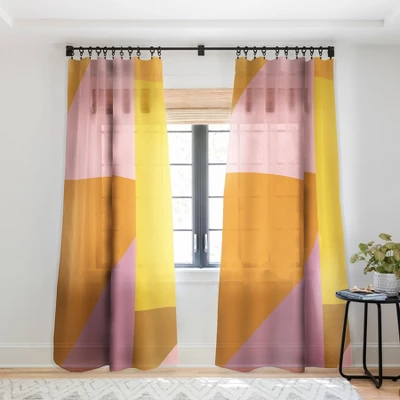 June Journal Shapes In Vintage Modern Pink Single Panel Sheer Window Curtain - Deny Designs - Image 6