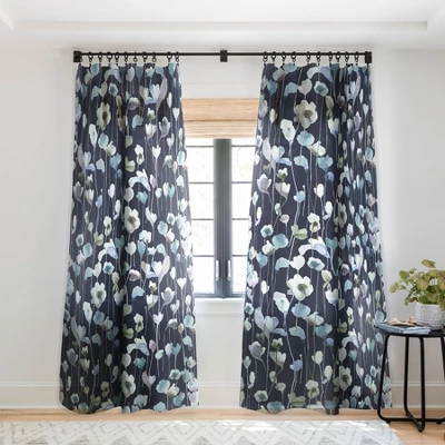 Ninola Design Watery Abstract Flowers Navy Single Panel Sheer Window Curtain - Deny Designs - Image 6